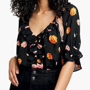 FREE PEOPLE POPPY RUFFLE BODYSUIT SIZE XS